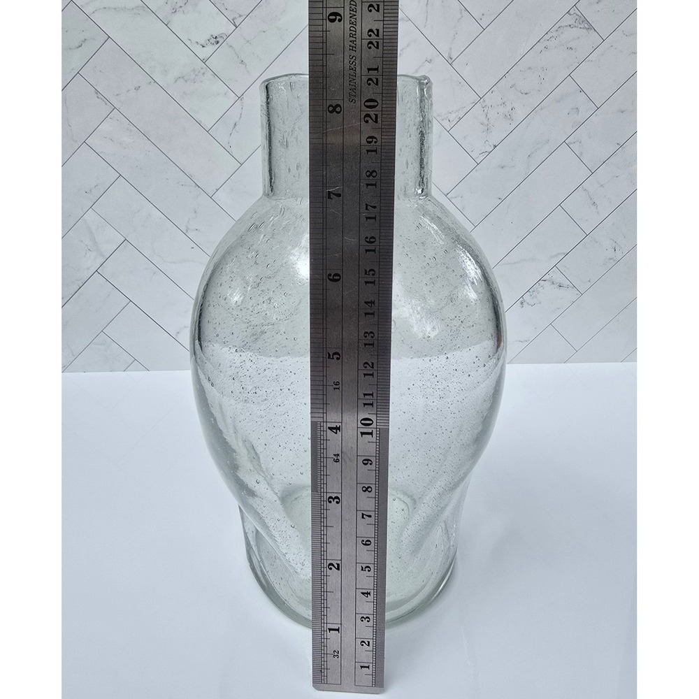 Hand Blown Seeded Bubble Glass Vase Clear 8.5 Inch Heavy Base Floral Decor - Picture 9 of 10